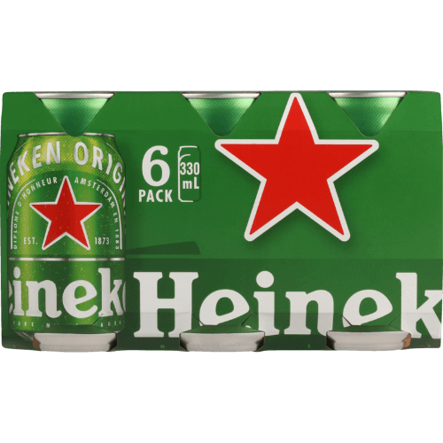 Heineken Lager Beer Cans 6 × 330 mL