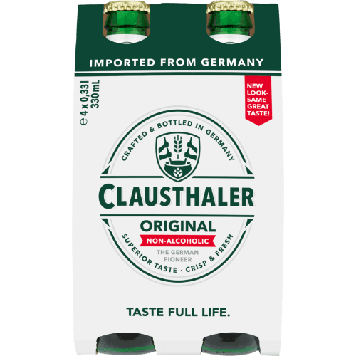 Clausthaler Premium Non Alcoholic Lager Bottles 4 × 330 mL