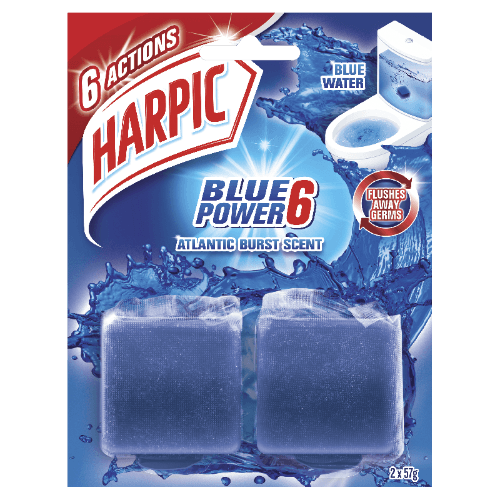 Harpic Blue Power Tropical Atlantic Burst Scent Toilet Block Cleaner