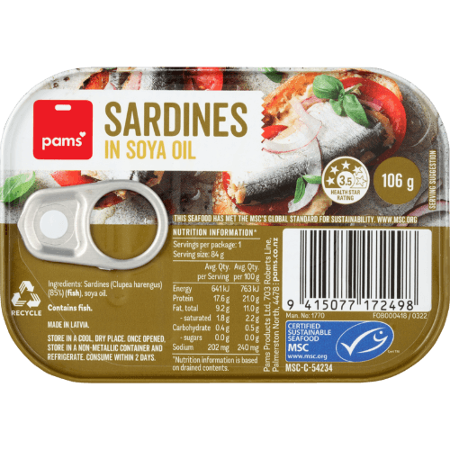 Pams Sardines In Soya Oil