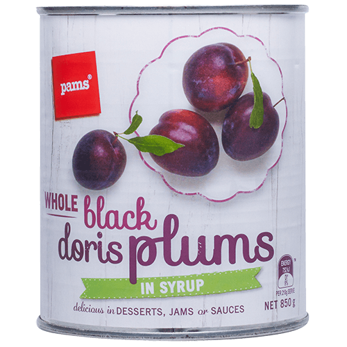 Pams Whole Black Doris Plums In Syrup