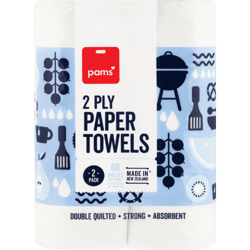 Pams White 2Ply Paper Towels 2 × 60 sheets