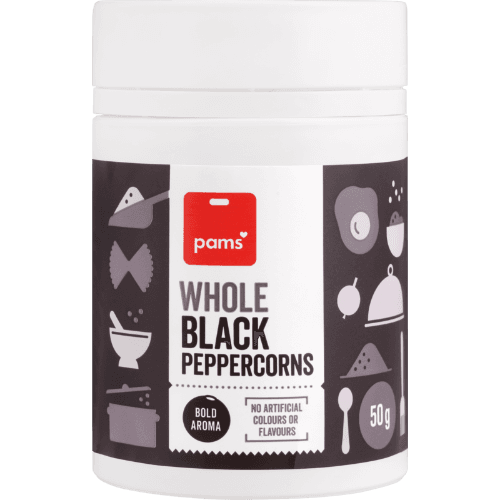 Pams Whole Black Peppercorns 50 g