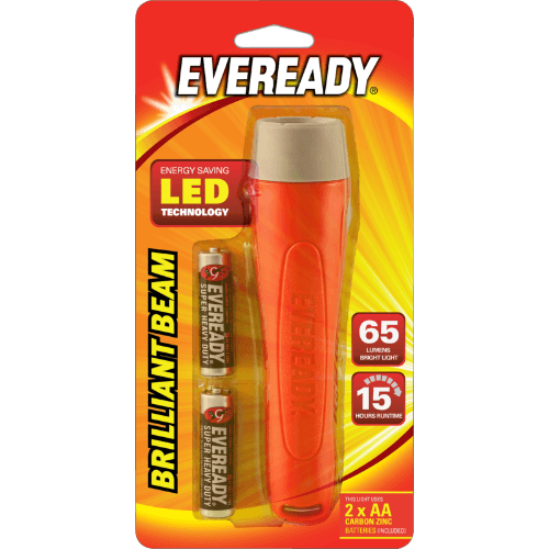 Eveready Brilliant Beam Torch + 2 AA Batteries