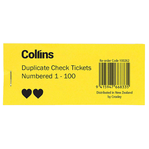 Collins 100 Duplicate Check Tickets