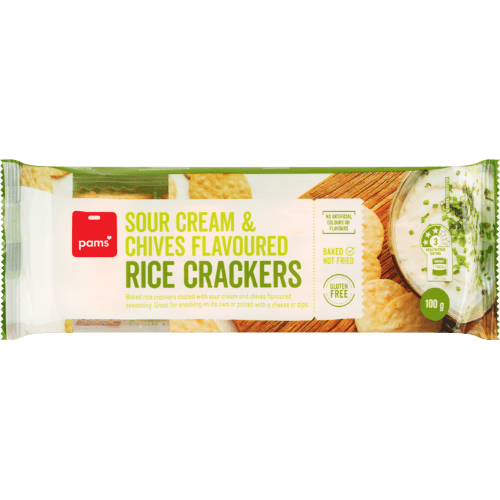 Pams Sour Cream & Chives Flavoured Rice Crackers