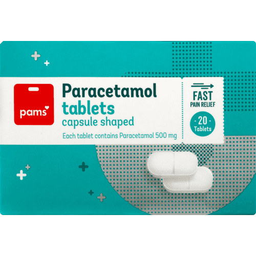 Pams Paracetamol Capsule Shaped Tablets