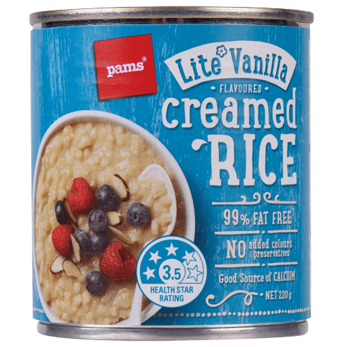 Pams Lite Vanilla Creamed Rice 220 g
