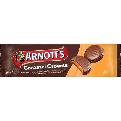 Arnott's Caramel Crowns Chocolate Biscuits