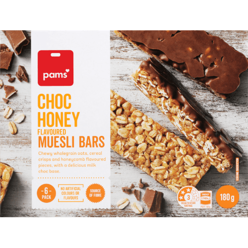 Pams Choc Honey Muesli Bars 6 × 30 g