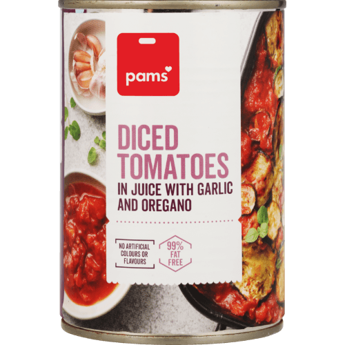 Pams Diced Tomatoes In Juice With Garlic And Oregano