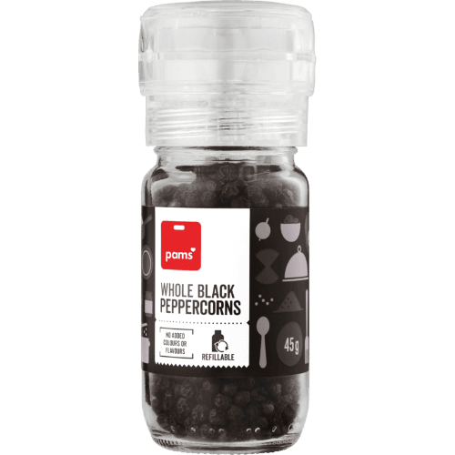 Pams Whole Black Peppercorns Grinder