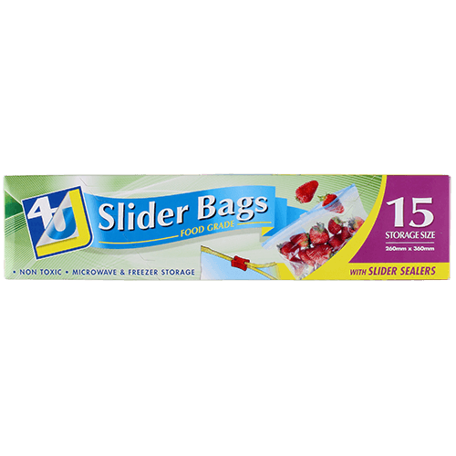 4U Slider Bags With Sealers 260mm x 360mm 15 pack