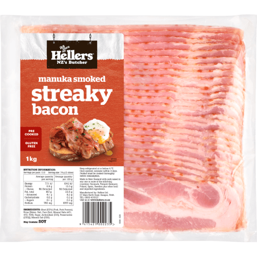 Hellers Precooked Streaky Bacon 1 kg