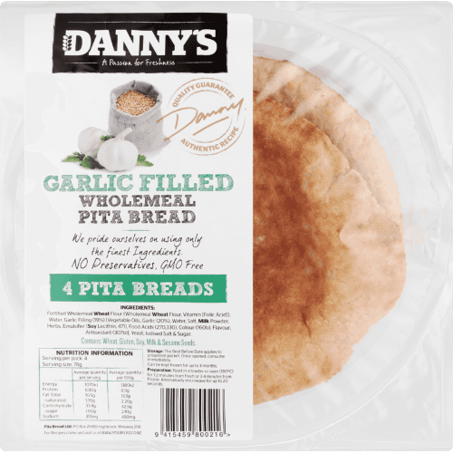 Danny's Garlic Filled Wholemeal Pita Bread