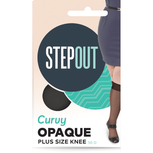 Stepout Du Jour Sheer 15 Den Knee Curvy Black 2 each
