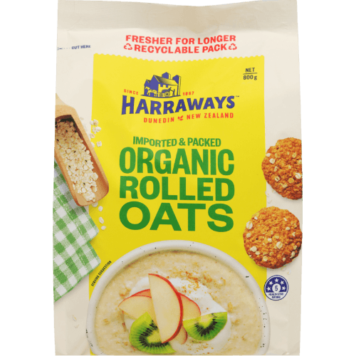 Harraways Organic Rolled Oats 800 g