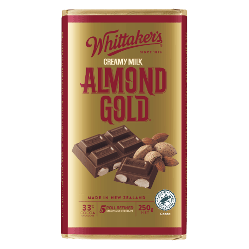 Whittaker's Almond Gold 33% Cocoa Milk Chocolate Block