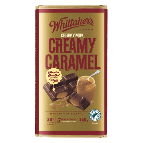 Whittaker's Creamy Caramel 33% Cocoa Milk Chocolate Block