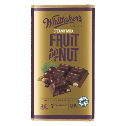 Whittaker's Fruit And Nut 33% Cocoa Milk Chocolate Block