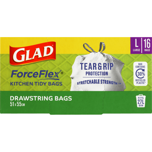 Glad Forceflex Drawstring Large Kitchen Tidy Bags