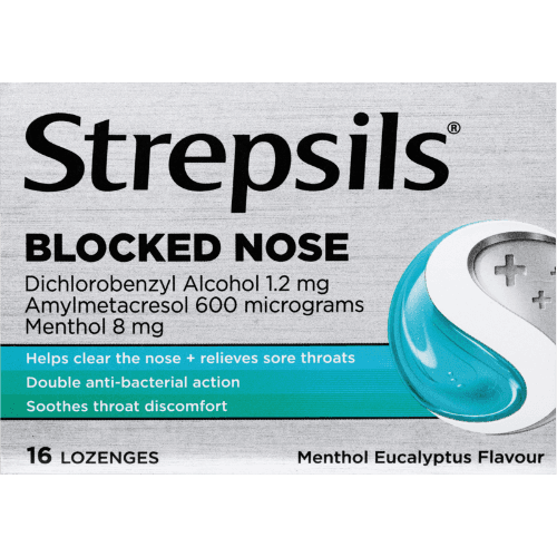 Strepsils Blocked Nose Relief Menthol Eucalyptus Flavour Lozenges