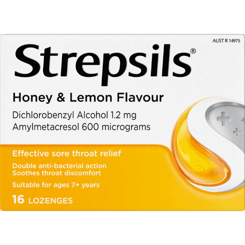 Strepsils Honey & Lemon Flavour Sore Throat Relief Lozenges