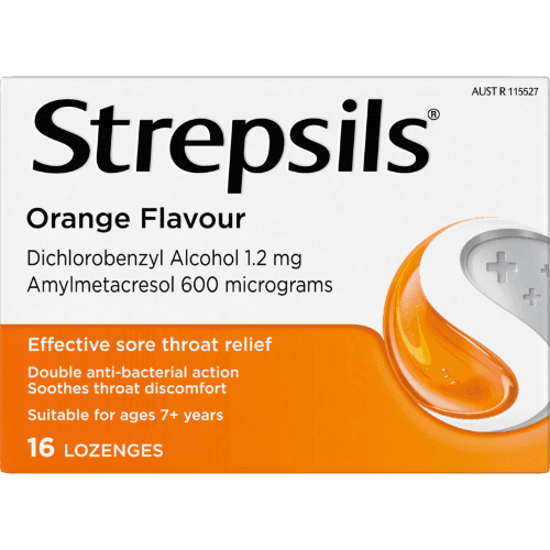 Strepsils Orange Flavour Sore Throat Relief Lozenges