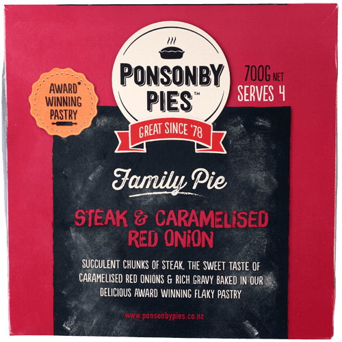 Ponsonby Pies Steak & Caramelised Red Onion Family Pie