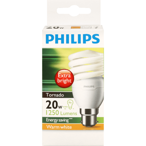 Philips Tornado 20w Warm White Bayonet Bulb