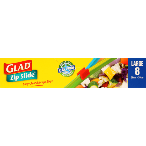 Glad Zip Slide Resealable Large Storage Bags