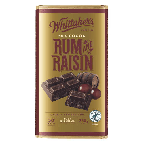 Whittaker's Rum & Raisin 50% Cocoa Dark Chocolate Block