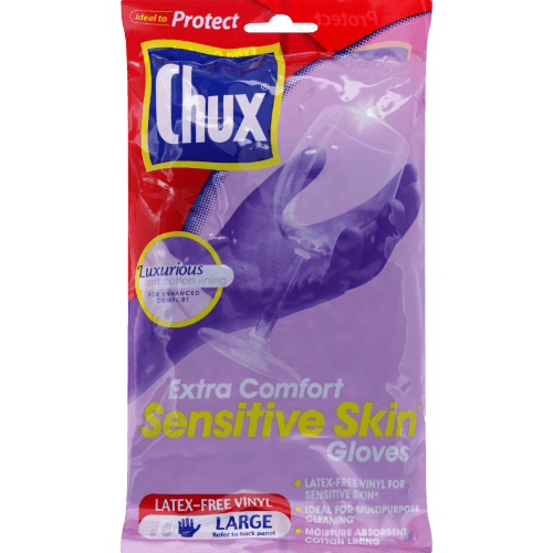 Chux Extra Comfort Sensitive Skin Reusable Gloves Large