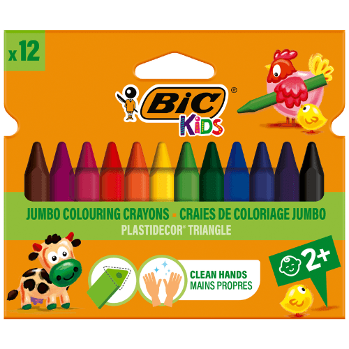 Bic Kids Plastidecor Triangle Crayons 12 each