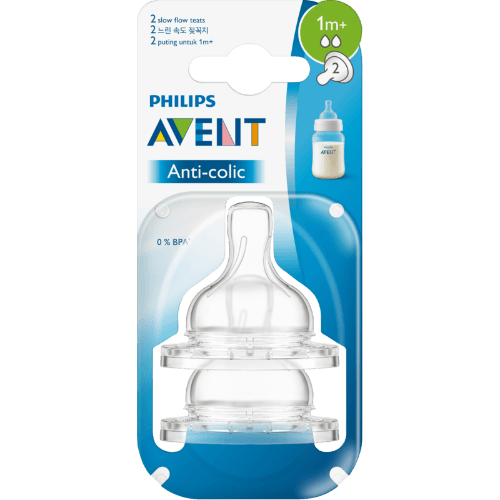 Philips Avent Silicone Teats Slow Flow 1+ Months 2 pack