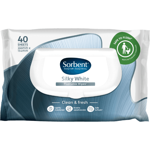 Sorbent Silky White Flushable Wipes
