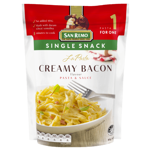 San Remo La Pasta Creamy Bacon Pasta & Sauce Single Snack