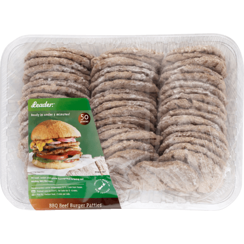 Leader BBQ Beef Burger Patties 50 pack