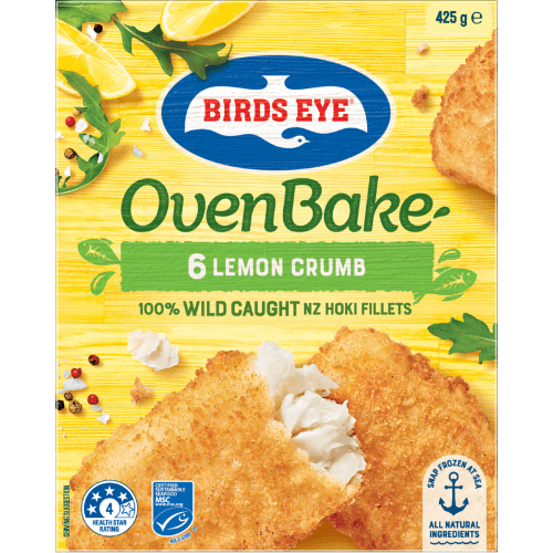 Birds Eye Oven Bake Lemon Crumb 100% Wild Caught NZ Hoki Fillets