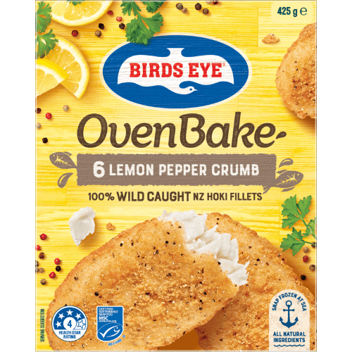 Birds Eye Oven Bake Lemon Pepper Crumb 100% Wild Caught NZ Hoki Fillets