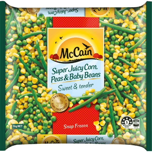 McCain Super Juicy Corn Peas & Baby Beans