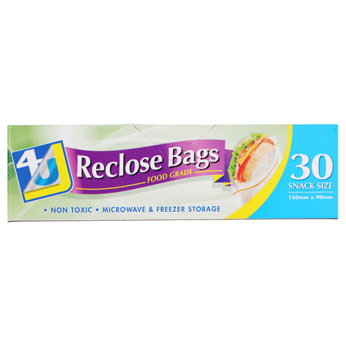 4U Reclose Snack Bags 150mm x 90mm 30 pack