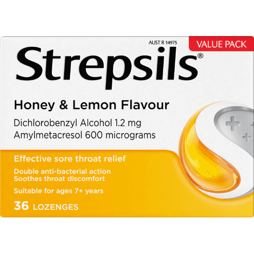 Strepsils Honey & Lemon Flavour Sore Throat Relief Lozenges