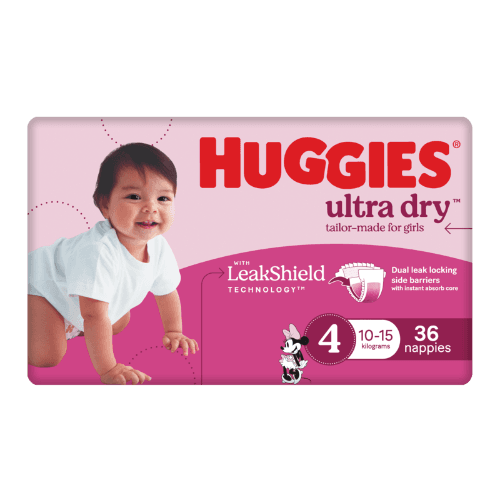 Huggies Ultra Dry Nappies For Girls Size 4 10-15kg