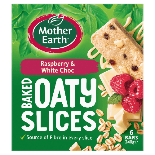 Mother Earth Raspberry & White Choc Baked Oaty Slices