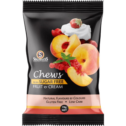 Sugarless Confectionery Fruit And Cream Chews 99.8% Sugar Free