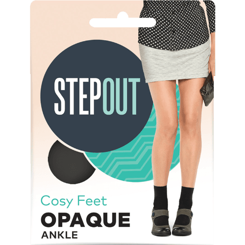Stepout Du Jour Fits Most Opaque 70 Denier Black Anklet
