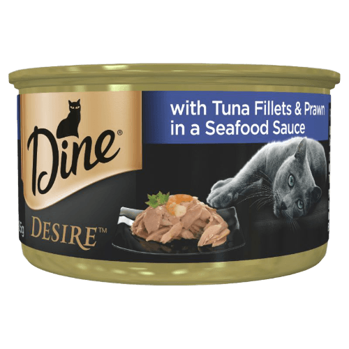 Dine DesireTuna Fillets & Whole Prawns In A Seafood Sauce Wet Cat Food