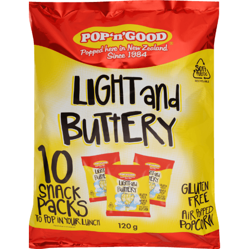 Pop'n'Good Light And Buttery Popcorn Snack Packs