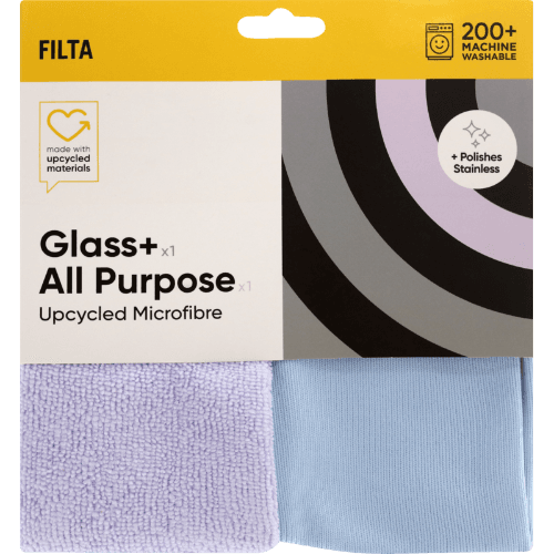 Just Brilliant Glass + All Purpose Upcycled Microfibre Cleaning Cloth 2 pack
